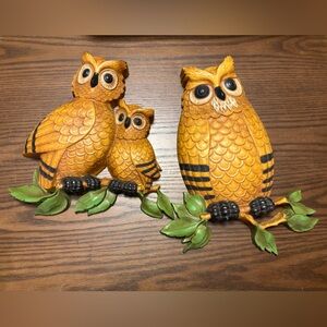 Homco 1970’s Brown and Green Owl Wall‎ Decor